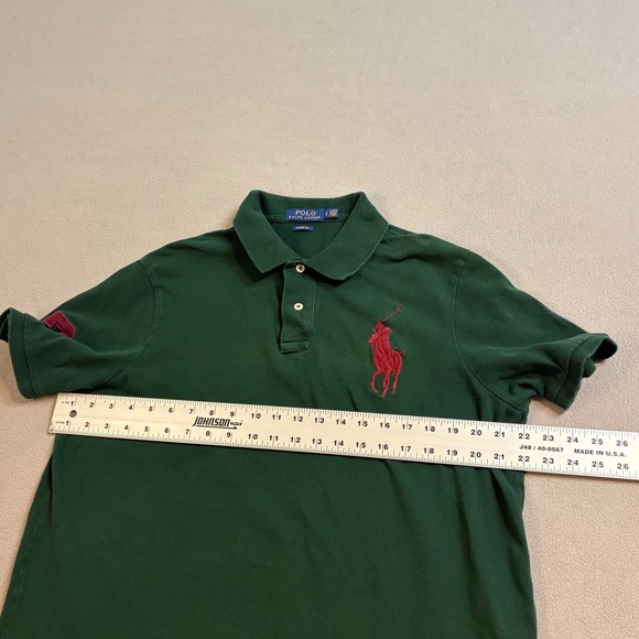 Polo Ralph Lauren Mens Big Pony Polo Shirt Green Red Classic Fit Large LG - Picture 9 of 10